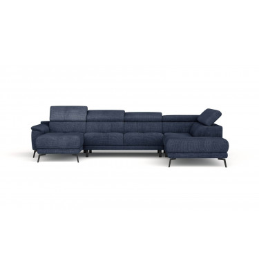 FIERO U-Form Ecksofa in Marineblau (Arano 12) – Tiefer Komfort in klassischem Marineblau.