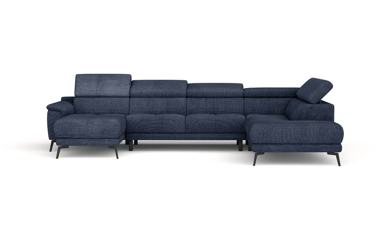 FIERO U-Form Ecksofa in Marineblau (Arano 12) – Tiefer Komfort in klassischem Marineblau.
