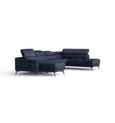 FIERO U-Form Ecksofa in Marineblau (Arano 12) – Tiefer Komfort in klassischem Marineblau.