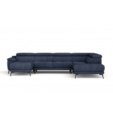 FIERO U-Form Ecksofa in Marineblau (Arano 12) – Tiefer Komfort in klassischem Marineblau.