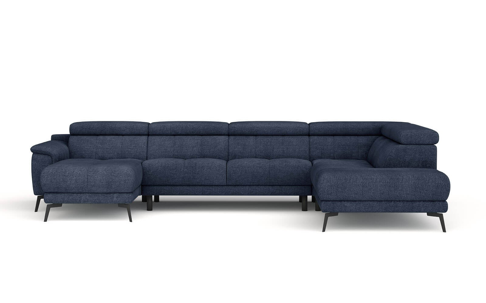 FIERO U-Form Ecksofa in Marineblau (Arano 12) – Tiefer Komfort in klassischem Marineblau.