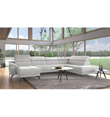 FIERO Ecksofa in Hellgrau (Arano 15) – Dezente Eleganz in Hellgrau.