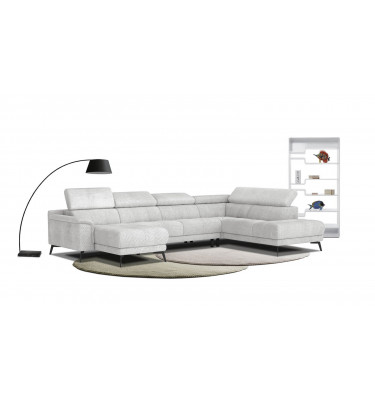 FIERO Ecksofa in Hellgrau (Arano 15) – Dezente Eleganz in Hellgrau.