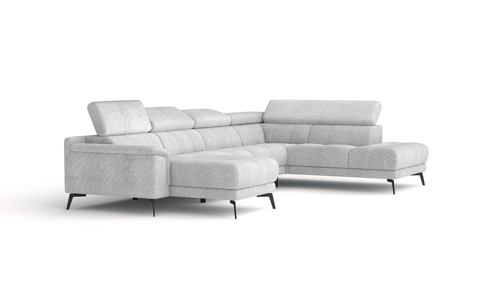 FIERO Ecksofa in Hellgrau (Arano 15) – Dezente Eleganz in Hellgrau.