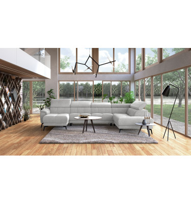FIERO Ecksofa in Hellgrau (Arano 15) – Dezente Eleganz in Hellgrau.