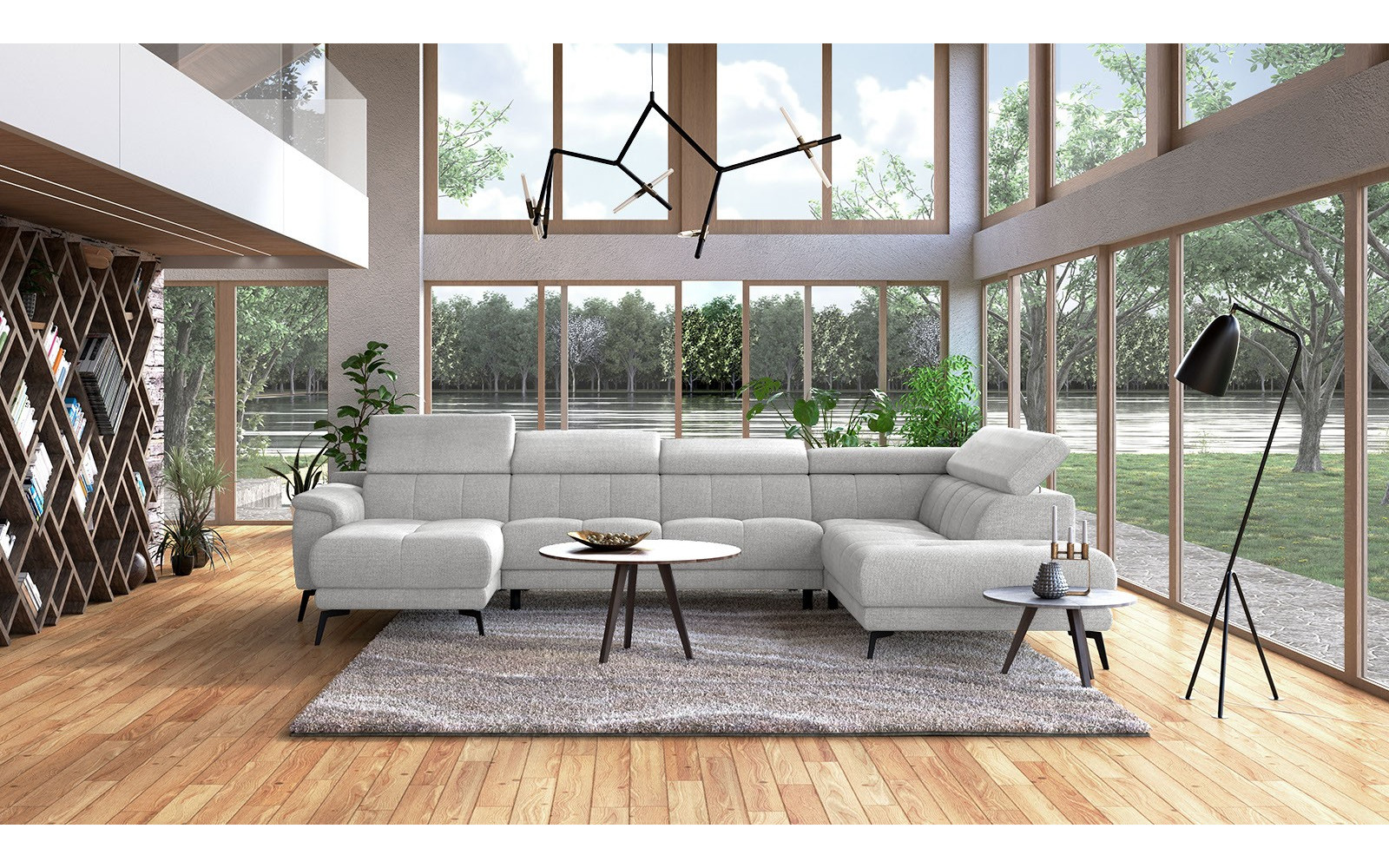 FIERO Ecksofa in Hellgrau (Arano 15) – Dezente Eleganz in Hellgrau.