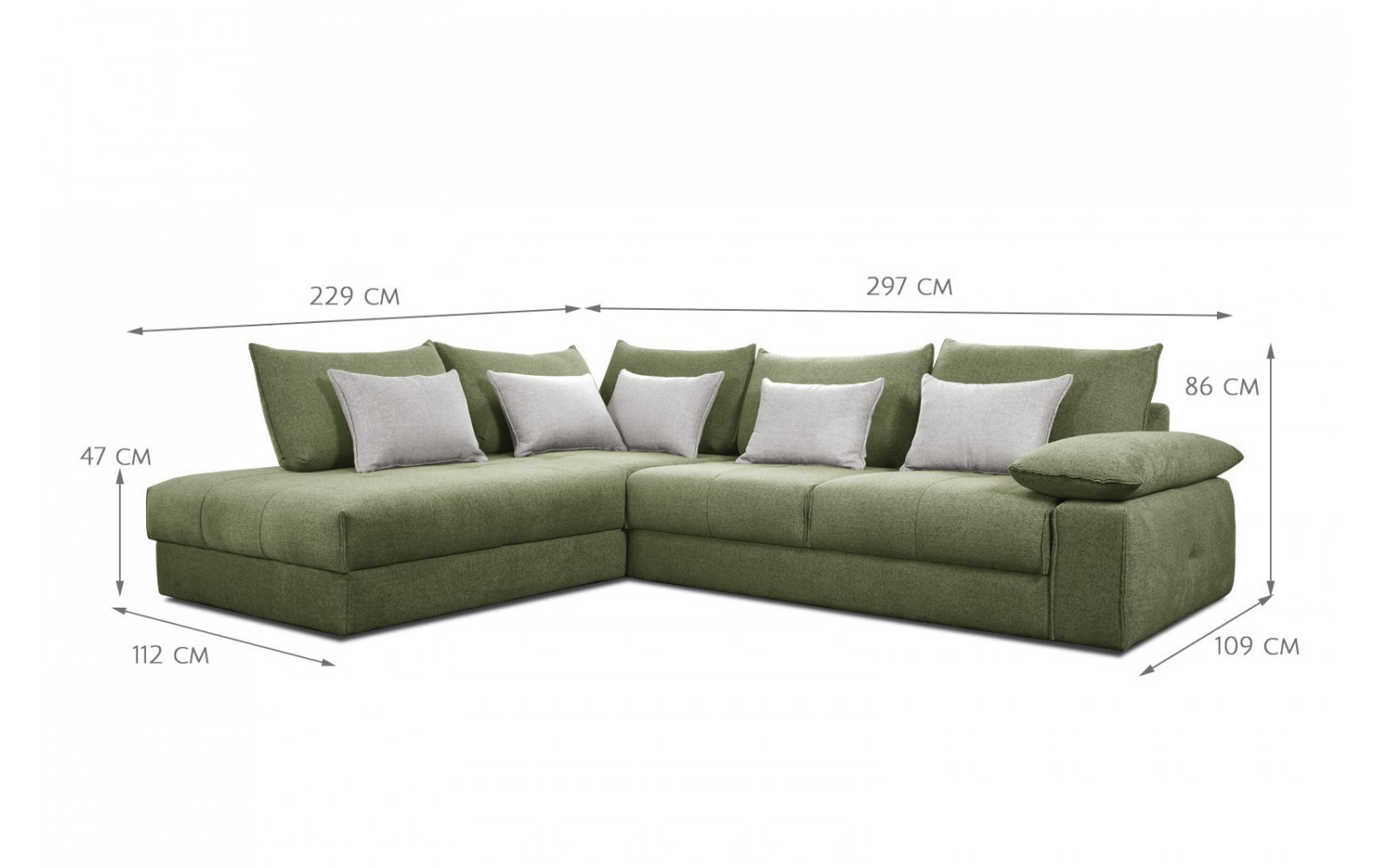 Ecksofa links 5-Sitzer QUAZI