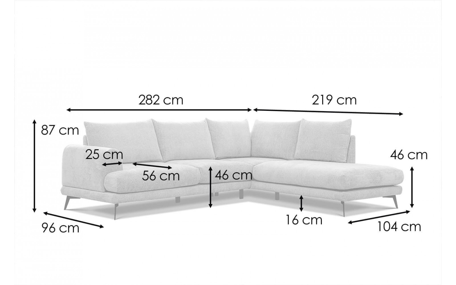 Ecksofa 5-Sitzer rechts Adria kaufen | Modernes Designersofa | Wozimo
