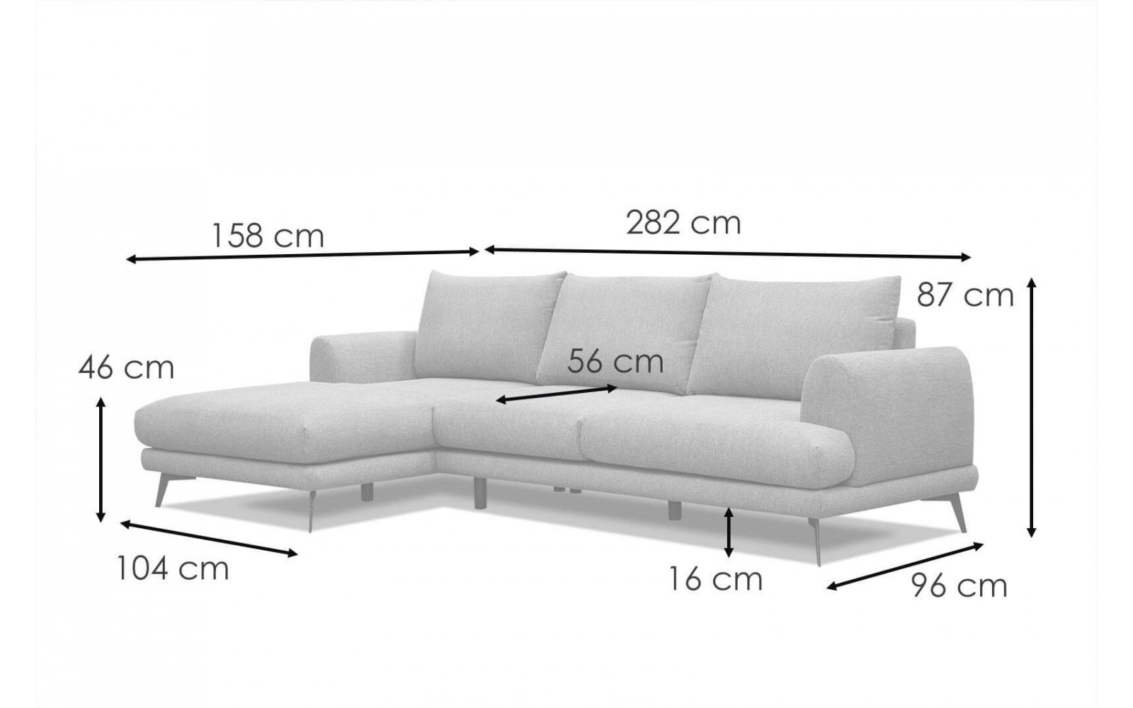 Ecksofa links 4-Sitzer ADRIA