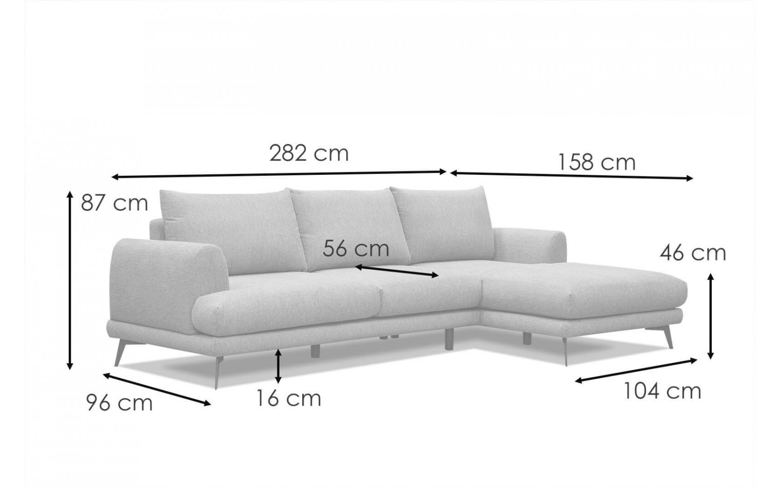 Ecksofa rechts 4-Sitzer ADRIA