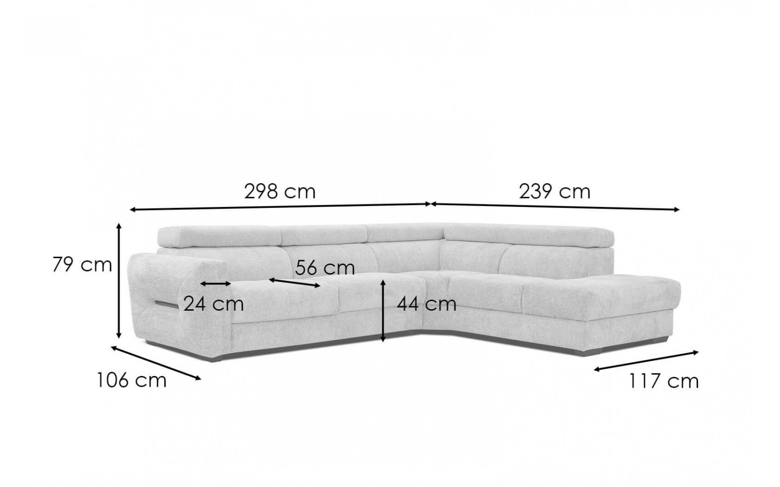 Ecksofa 5-Sitzer rechts Calvera | Mit verstellbaren Kopfstützen | Wozimo