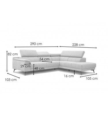 Ecksofa rechts mit verstellbaren Kopfstützen 5-Sitzer FIERO