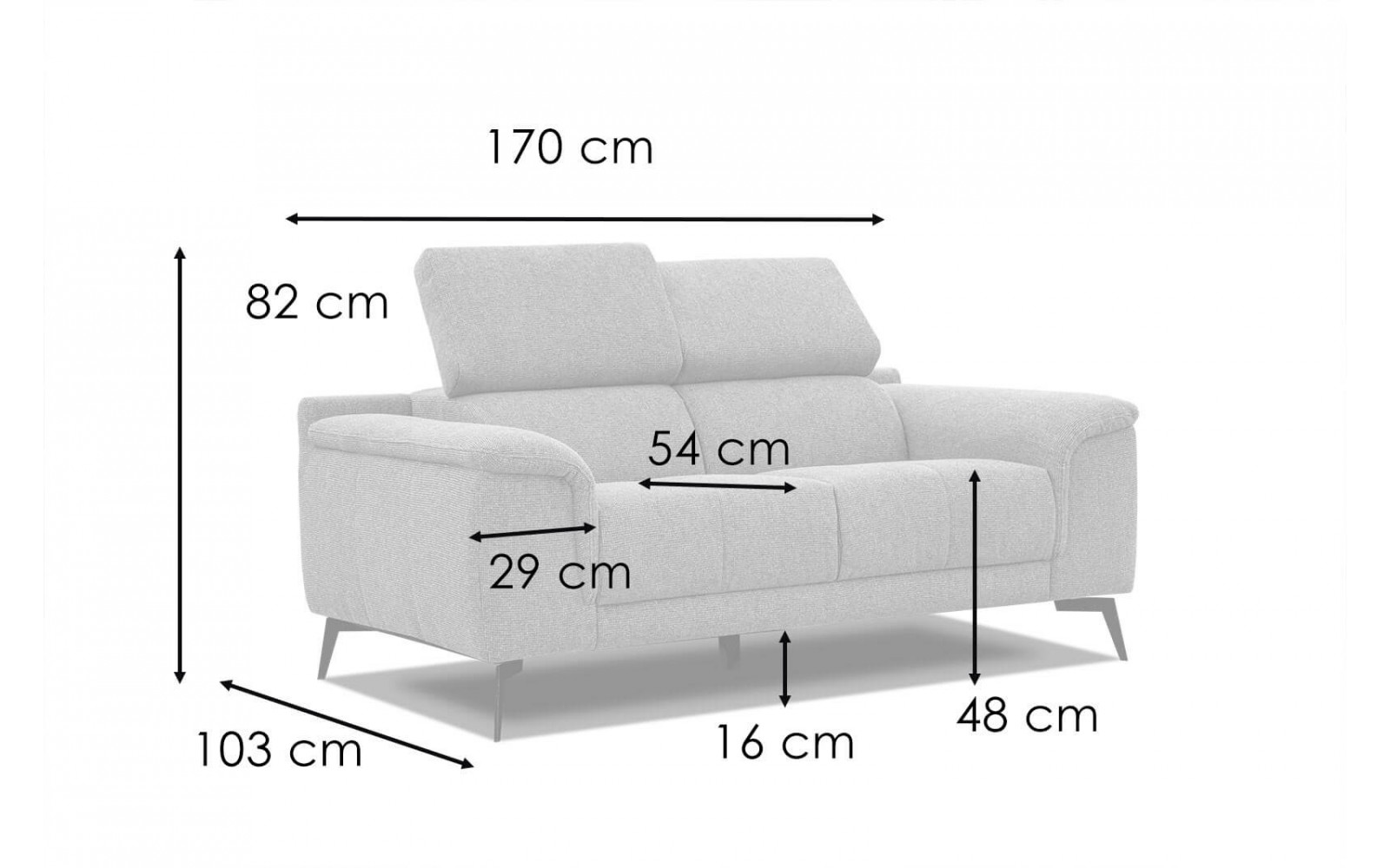 Sofa 2-Sitzer Fiero | Mit verstellbaren Kopfstützen kaufen | Wozimo