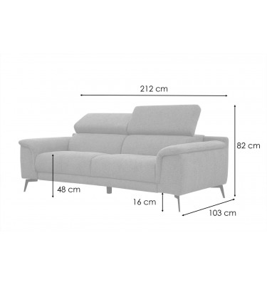 Sofa XXL 3-Sitzer mit verstellbaren Kopfstützen FIERO