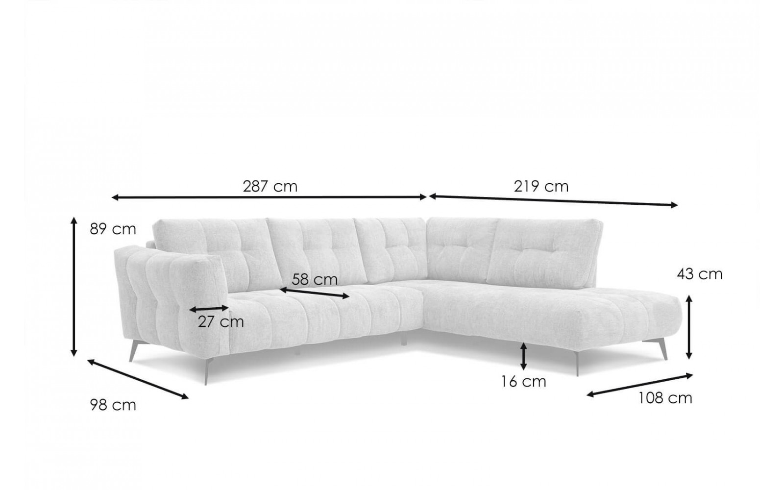 Ecksofa 5-Sitzer rechts Kalmer | Modernes Designsofa kaufen | Wozimo