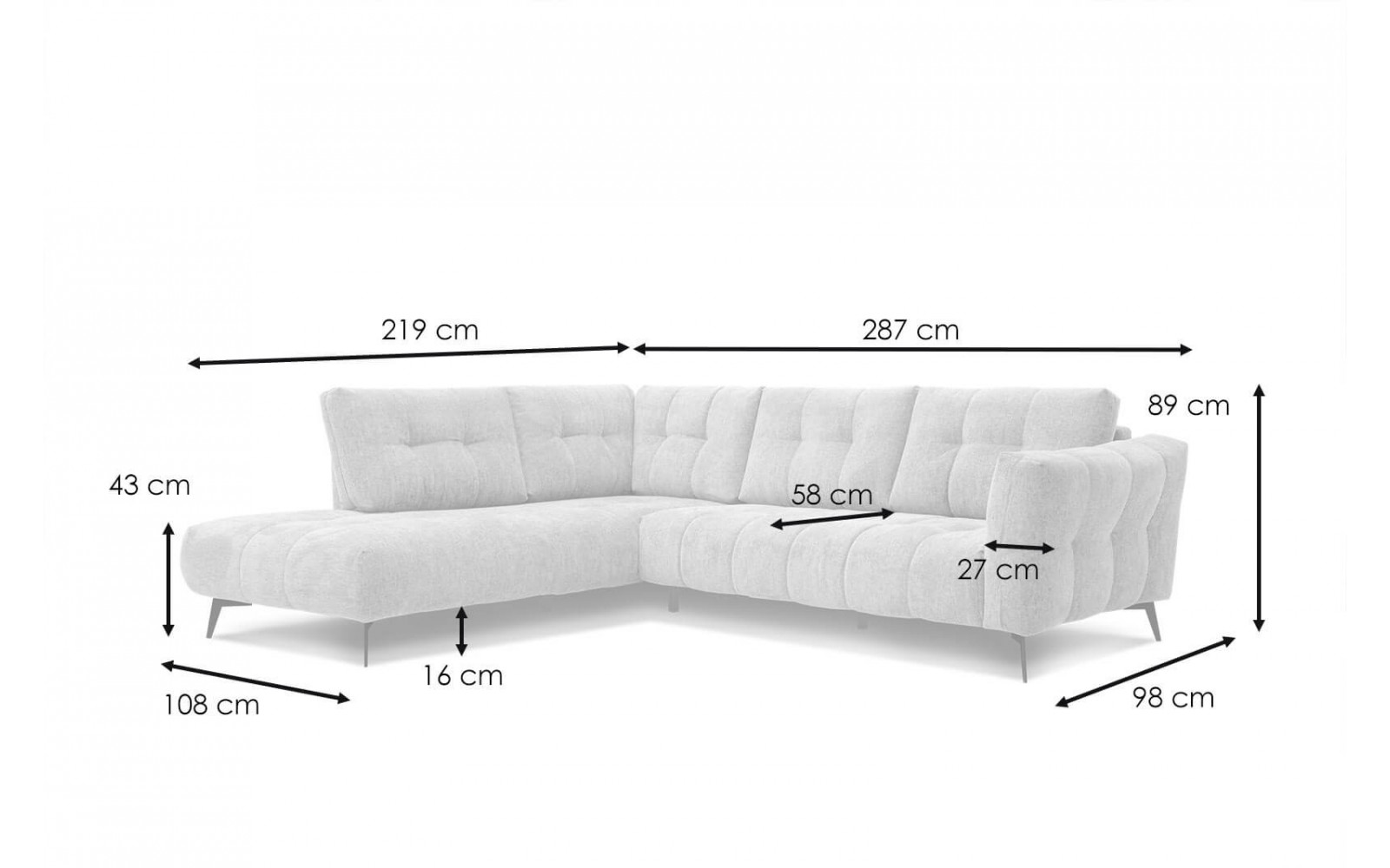 Ecksofa 5-Sitzer links Kalmer kaufen | Modernes Designersofa | Wozimo