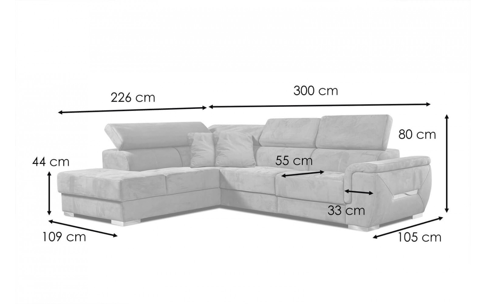 Ecksofa 5-Sitzer links Kelte | Mit verstellbaren Kopfstützen | Wozimo