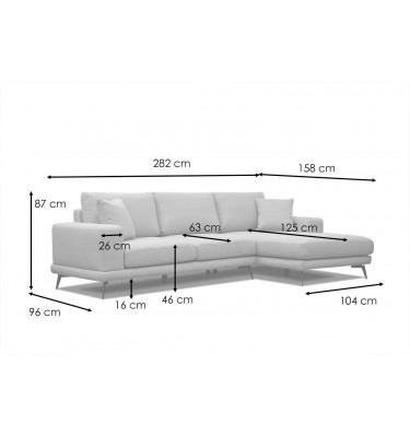 Ecksofa rechts 4-Sitzer MEDIOLANE
