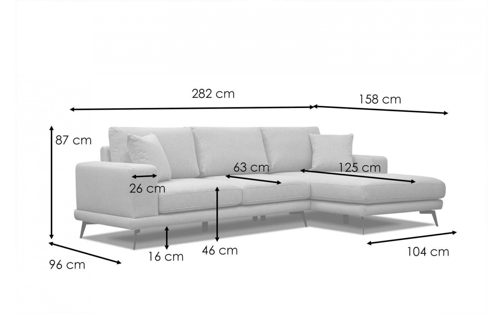Ecksofa rechts 4-Sitzer MEDIOLANE