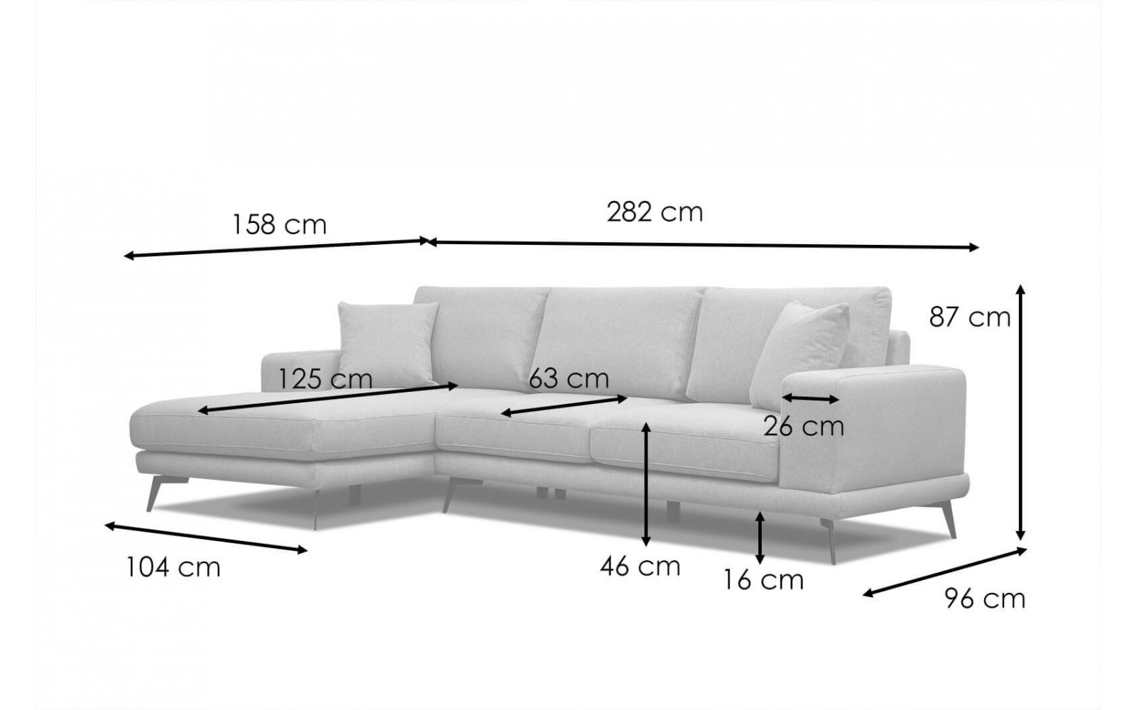 Ecksofa links 4-Sitzer MEDIOLANE