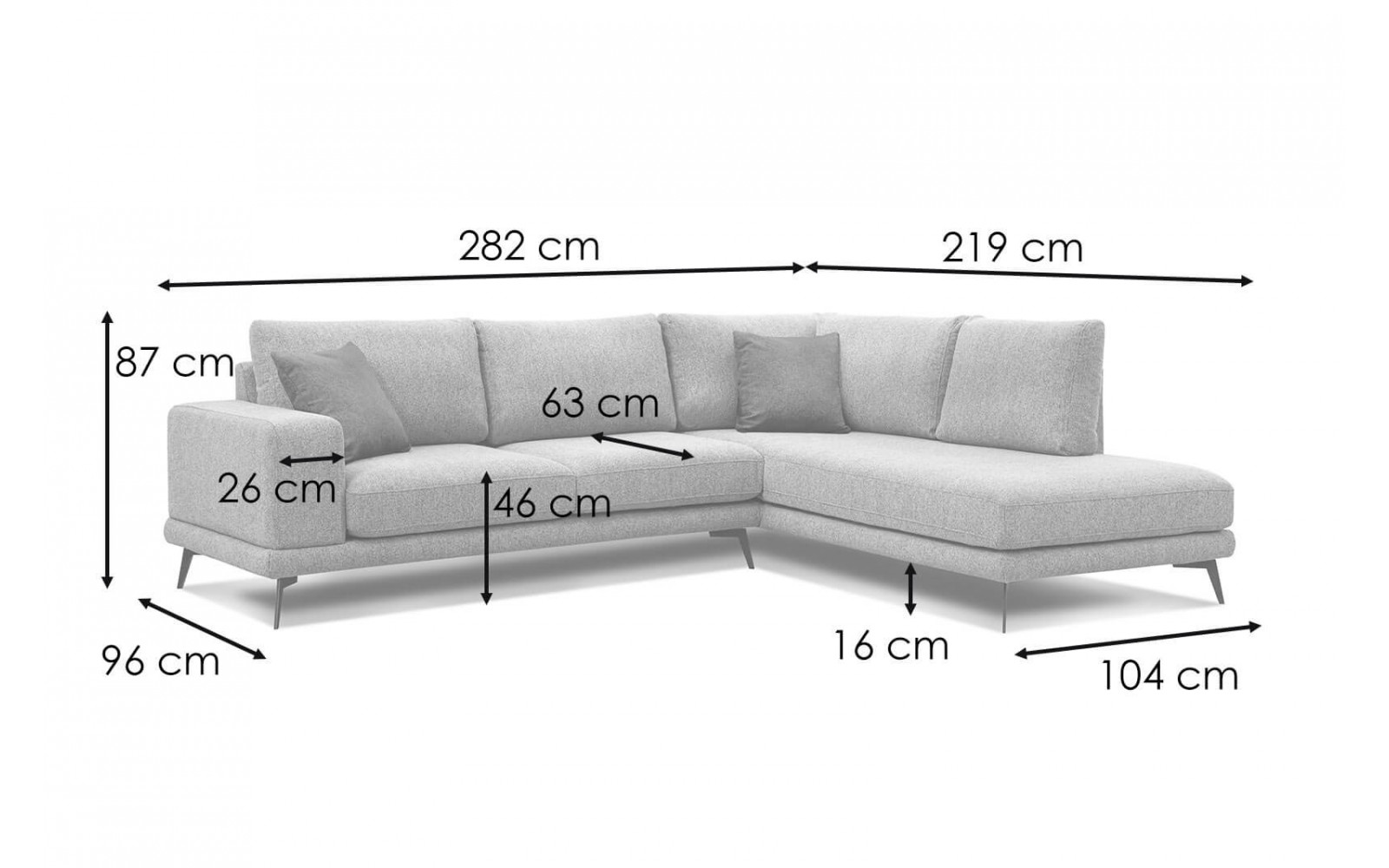 Ecksofa rechts 5-Sitzer MEDIOLANE