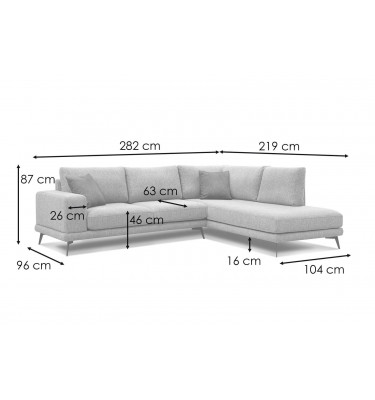 Ecksofa rechts 5-Sitzer MEDIOLANE