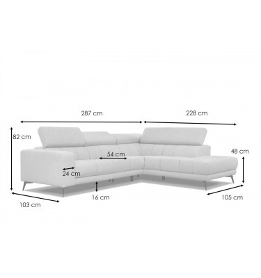 Ecksofa 5-Sitzer rechts Morello | Mit verstellbaren Kopfstützen | Wozimo