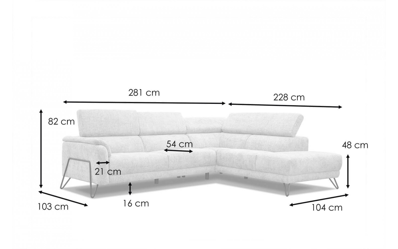 Ecksofa 5-Sitzer links Roden | Mit verstellbaren Kopfstützen | Wozimo