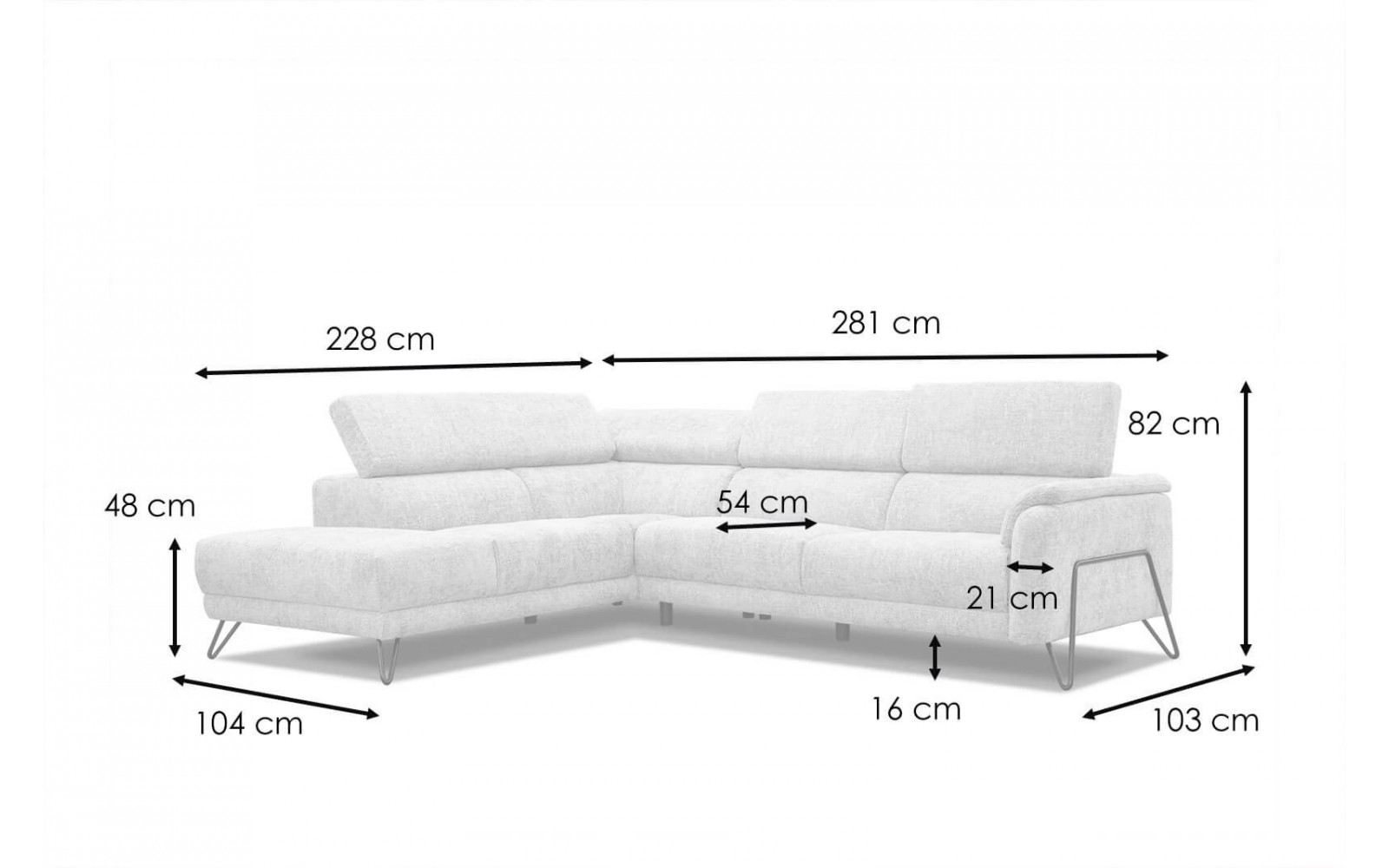 Ecksofa 5-Sitzer rechts Roden | Mit verstellbaren Kopfstützen | Wozimo