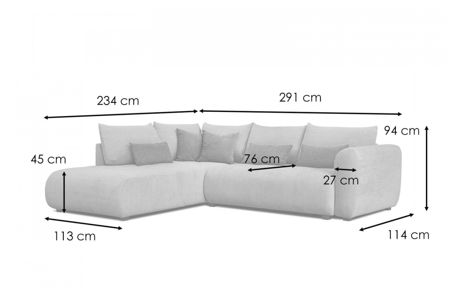 Ecksofa 5-Sitzer links Soreno | Mit Schlaffunktion kaufen | Wozimo