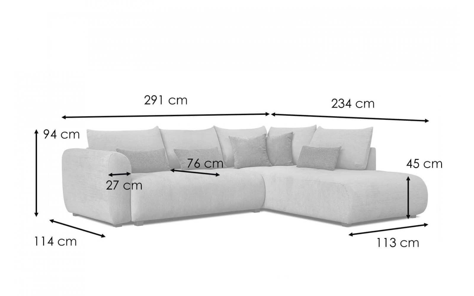 Ecksofa 5-Sitzer rechts Soreno | Mit Schlaffunktion kaufen | Wozimo