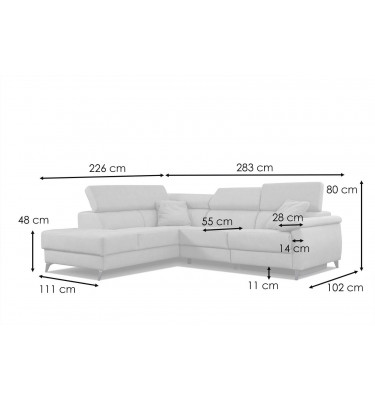 Ecksofa 5-Sitzer links Taunus | Mit verstellbaren Kopfstützen | Wozimo