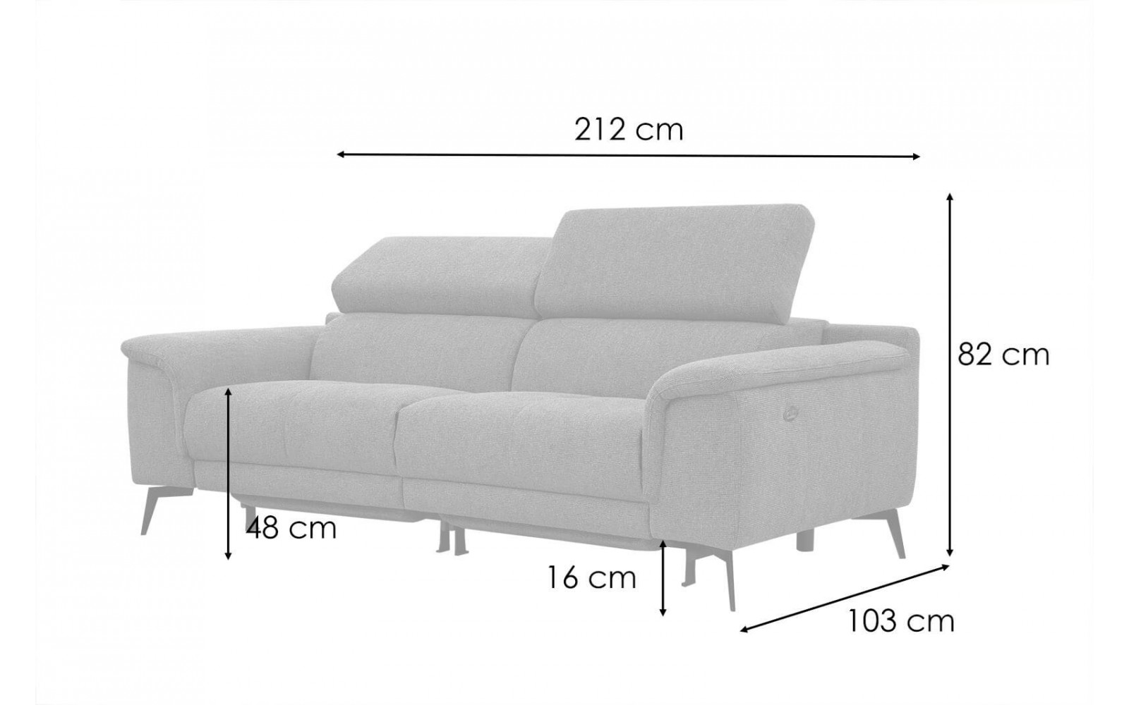 3-Sitzer Relaxsofa mit zwei Relaxfunktionen FIERO FARBE  Grau (Arano 19)
