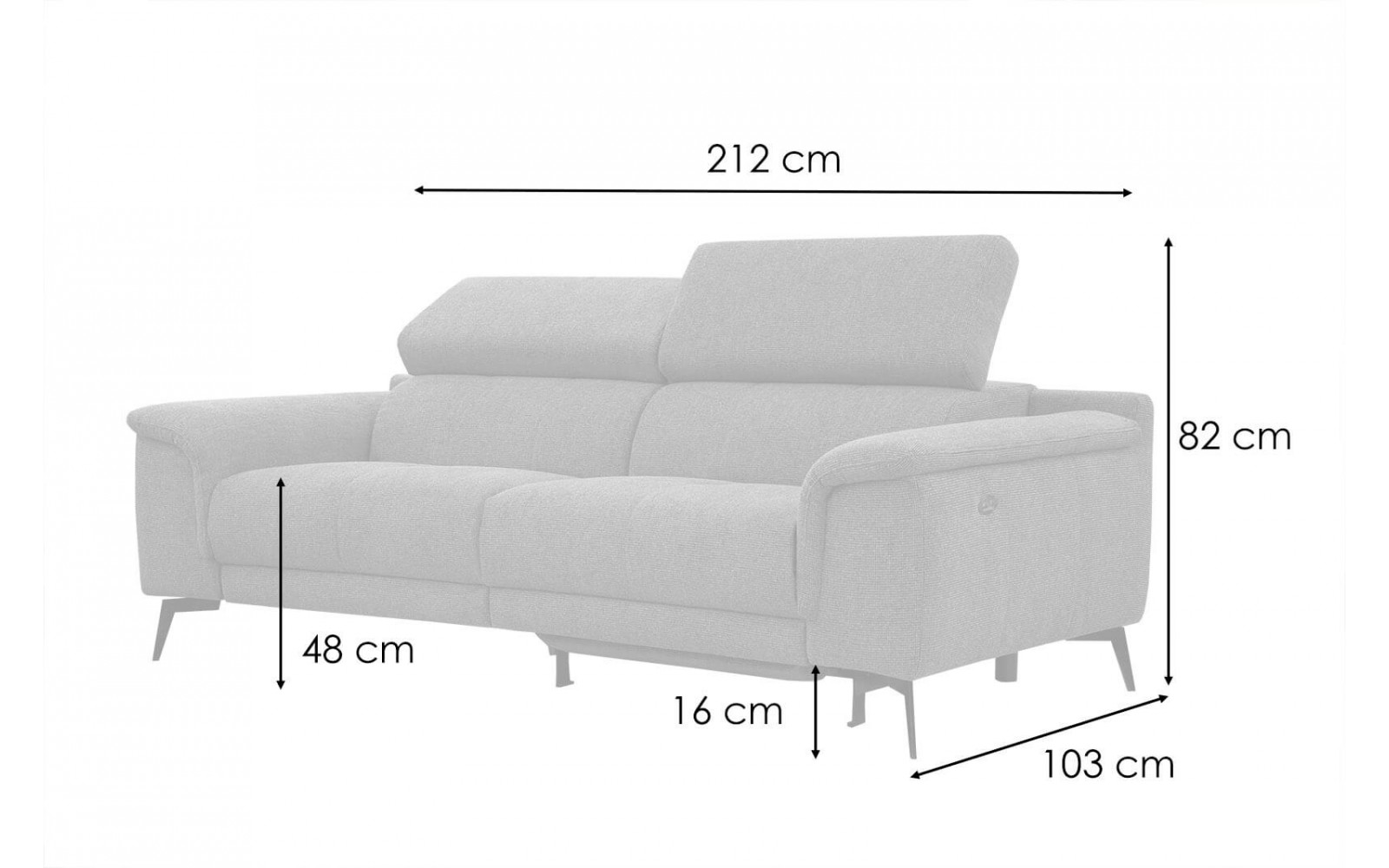 3-Sitzer Sofa mit Relaxfunktion auf der rechten Seite FIERO Taupe (Arano 06)