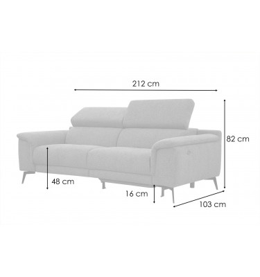 3-Sitzer Sofa mit Relaxfunktion auf der rechten Seite FIERO  Dunkelgrau (Arano 17)