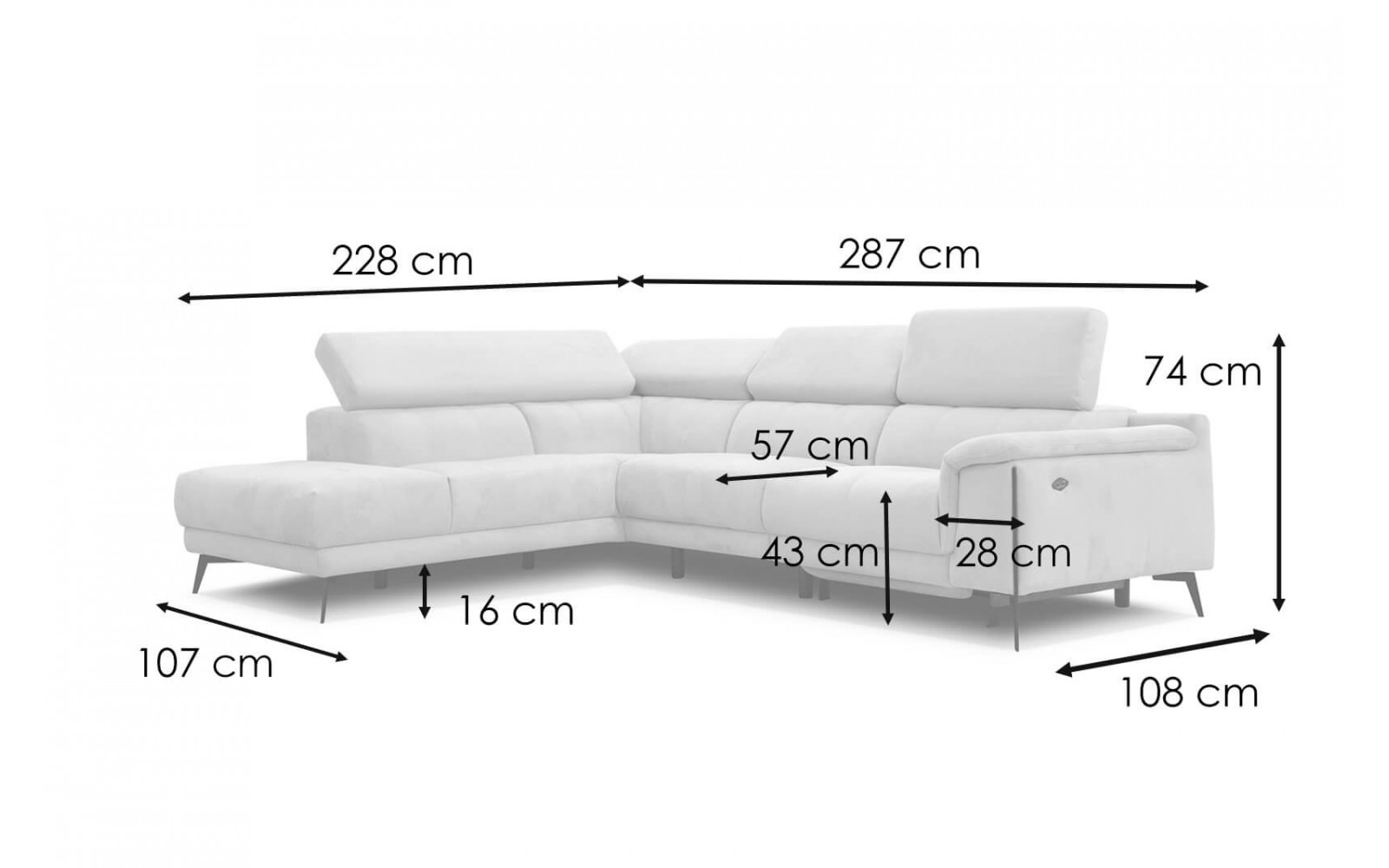 Ecksofa 5-Sitzer links Matera | Mit Relaxfunktion kaufen | Wozimo