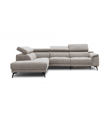 Modernes Ecksofa links mit Relaxfunktion FIERO, 5-Sitzer, in stilvollem Taupe (Arano 06), ideal für gemütliche Wohnräume.
