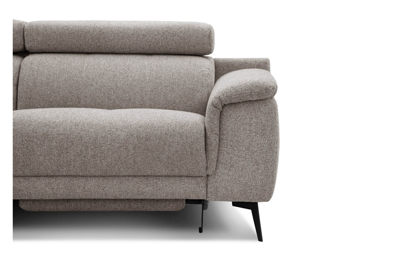 Modernes Ecksofa links mit Relaxfunktion FIERO, 5-Sitzer, in stilvollem Taupe (Arano 06), ideal für gemütliche Wohnräume.