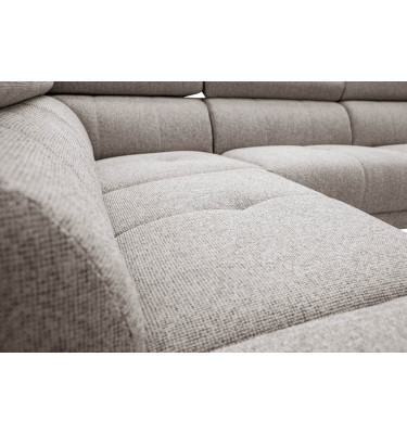 Modernes Ecksofa links mit Relaxfunktion FIERO, 5-Sitzer, in stilvollem Taupe (Arano 06), ideal für gemütliche Wohnräume.