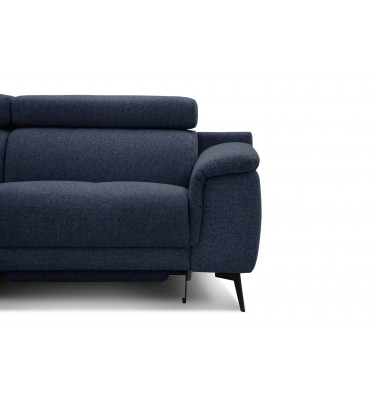 Komfortables Ecksofa links mit Relaxfunktion FIERO, 5-Sitzer, in tiefem Marineblau (Arano 12), für eine entspannende Atmosphäre.