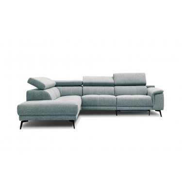 Stilvolles Ecksofa links mit Relaxfunktion FIERO, 5-Sitzer, in frischem Mintgrün (Arano 14), für einen Hauch von Frische.