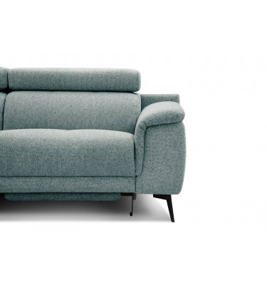 Stilvolles Ecksofa links mit Relaxfunktion FIERO, 5-Sitzer, in frischem Mintgrün (Arano 14), für einen Hauch von Frische.