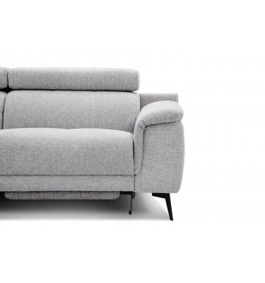 Ecksofa links mit Relaxfunktion FIERO, 5-Sitzer, in hellem Grau (Arano 15), dezent und modern.