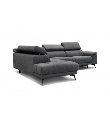Geräumiges Ecksofa links mit Relaxfunktion FIERO, 5-Sitzer, in Dunkelgrau (Arano 17), für eine elegante Raumgestaltung.