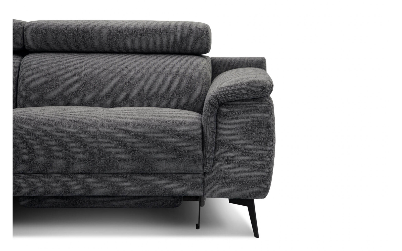 Geräumiges Ecksofa links mit Relaxfunktion FIERO, 5-Sitzer, in Dunkelgrau (Arano 17), für eine elegante Raumgestaltung.
