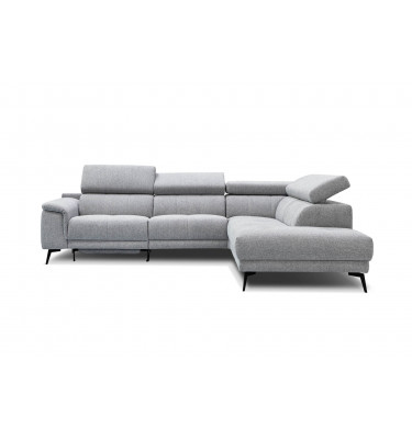 Ecksofa rechts mit Relaxfunktion 5-Sitzer FIERO FARBE : Silbergrau (Arano 09)
