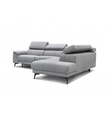 Ecksofa rechts mit Relaxfunktion 5-Sitzer FIERO FARBE : Silbergrau (Arano 09)