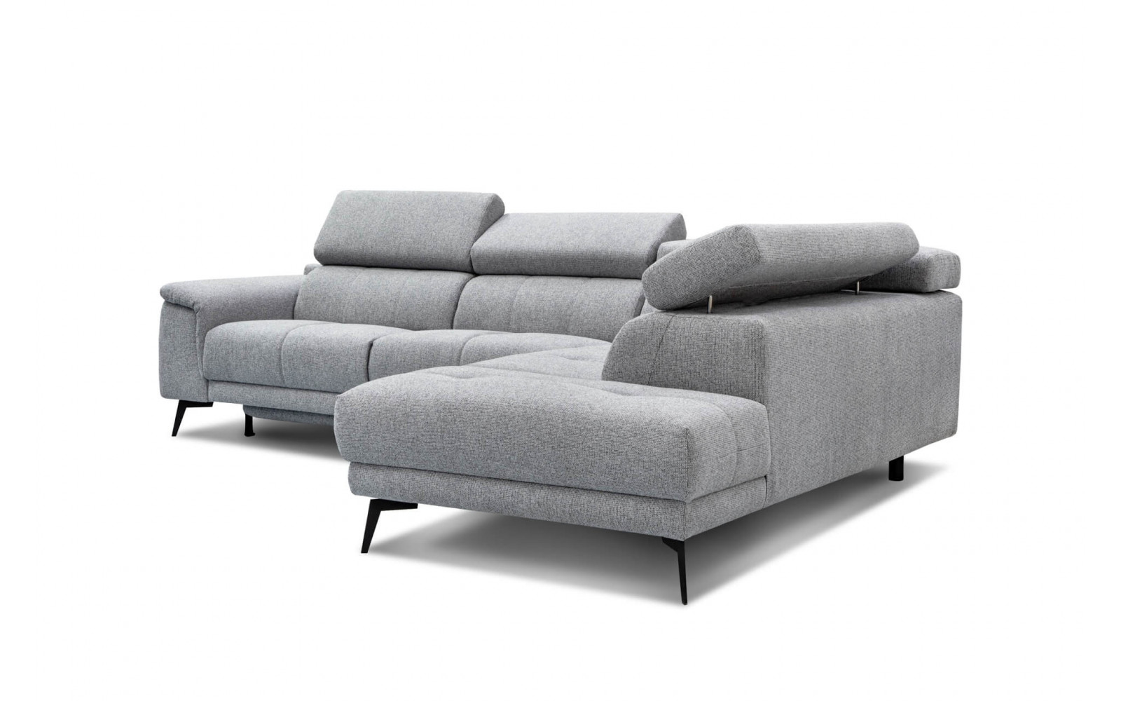 Ecksofa rechts mit Relaxfunktion 5-Sitzer FIERO FARBE : Silbergrau (Arano 09)