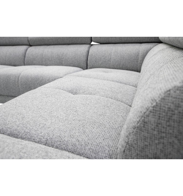Ecksofa rechts mit Relaxfunktion 5-Sitzer FIERO FARBE : Silbergrau (Arano 09)