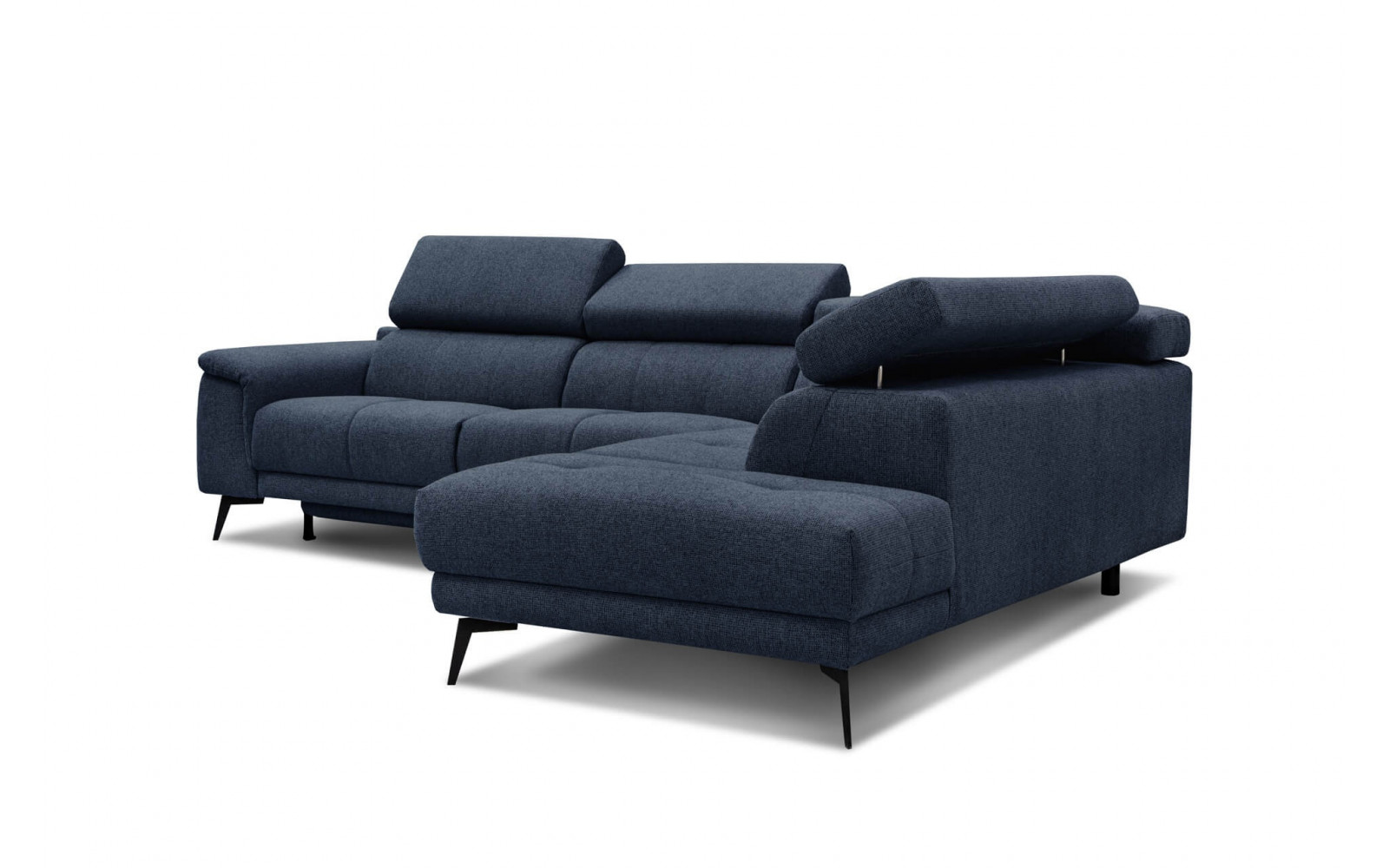 Ecksofa rechts mit Relaxfunktion 5-Sitzer FIERO FARBE : Marineblau (Arano 12)